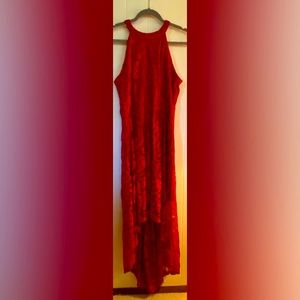 Dressystar Dress Women’s XL Red Lace Asymmetrical Halter Cocktail Party
